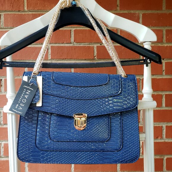 BNWT Mellow World Vegan Angie Royal Blue Snakeski & Patent leather styles (OS) - Picture 1 of 9
